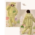 thumbnail image 6 of TBKOMH Animal Pajama Set Hooded Top and Pants Plush Frog Costume Long Sleeve Two Piece Loungewear for Adult Cozy Flannel Sleepwear with Zip Face Hood Green L, 6 of 8