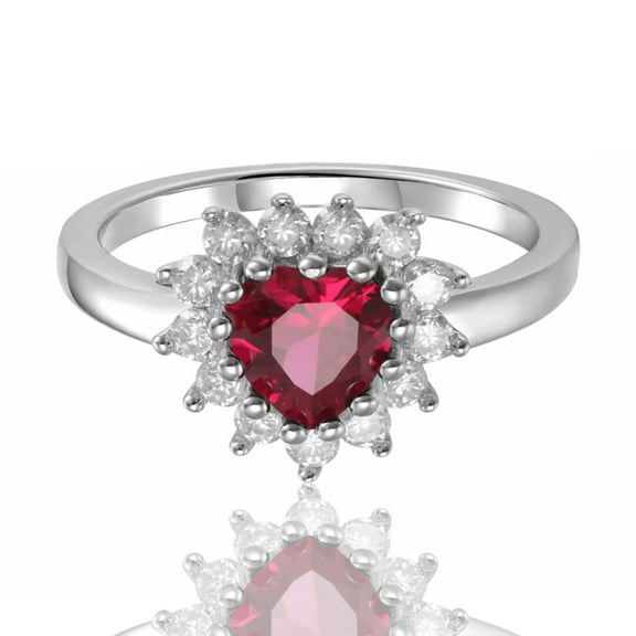 Ruby Halo Heart Ring