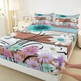 thumbnail image 3 of Castle Fairy Floral Daisy 3pcs Twin Sheet Sets for Teens,Rustic Flower Twin Fitted Sheet,Lodge Cabin Breathable Flat Sheet,Lightweight Room Decor, 3 of 7