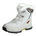 thumbnail image 4 of Womens High Top Snow Boots Lace up Anti-Slip Platform Furry Lined Thickened Warm Comfy Cold Weather Outdoor Winter Hiking Shoes White 9.5, 4 of 4