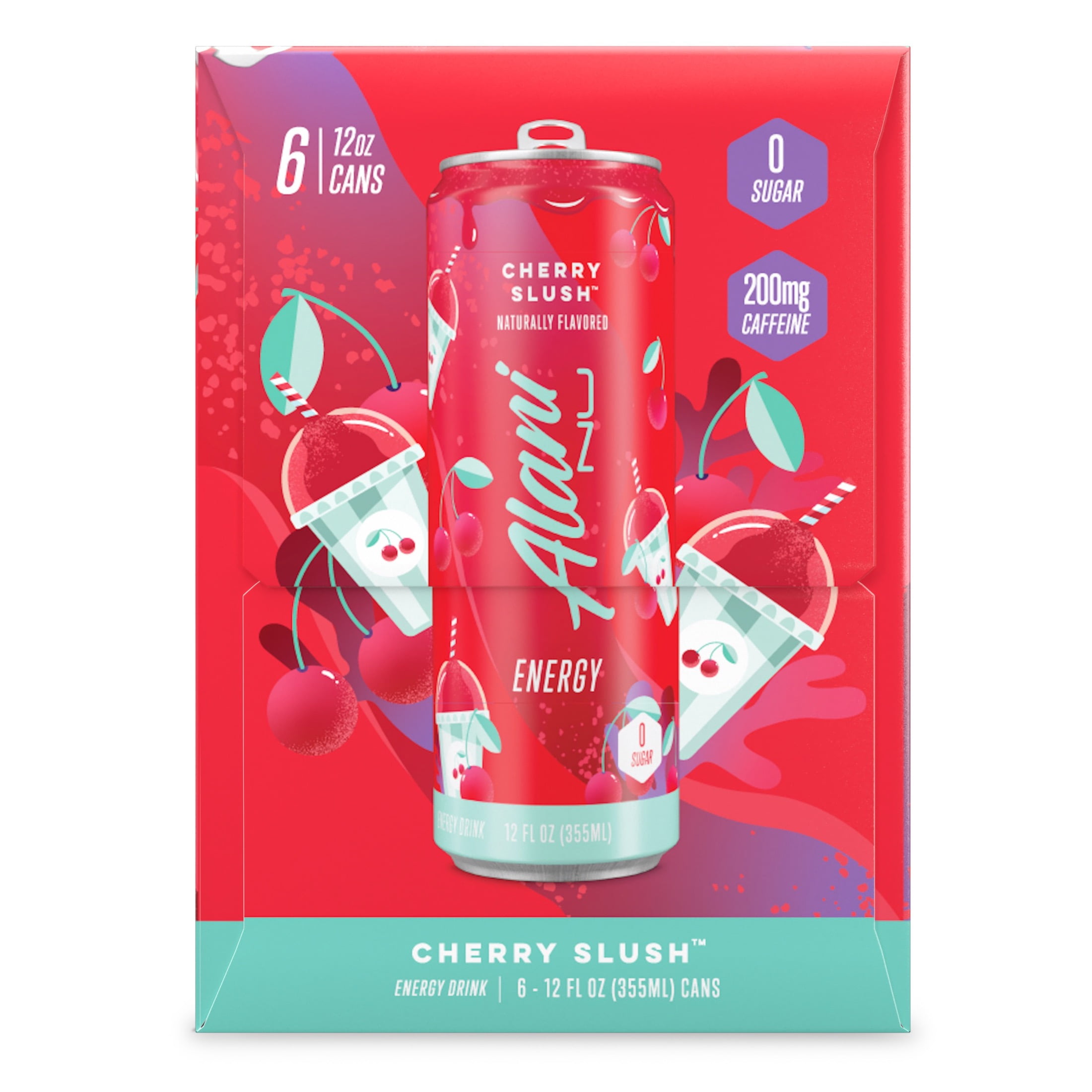 Alani Nu Sugar-Free Energy Drink, Cherry Slush, 12 oz Cans (Pack of 6