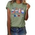 thumbnail image 2 of Pimfylm Womens American Flag Shirt Short Sleeve Round Neck 4th Of July Loose Patriotic T Shirts Short Sleeve(Green,S), 2 of 5