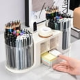thumbnail image 4 of TACYKIBD Rotating Desk Organizer with 2 Pen Holder, Desk Organizers and Accessories with 10 Slots Pencil Holder for Desk + 3 Drawer, Art Supply Storage Box Caddy for Office Home, 4 of 6