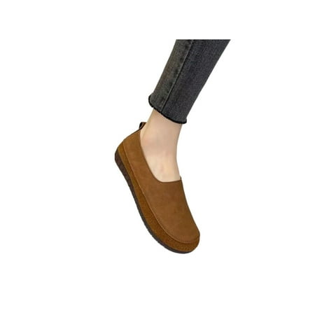 

Rotosw Ladies Loafers Comfort Casual Shoes Classic Flats Lightweight Slip On Boat Shoe Walking Breathable Dark Brown 7.5