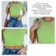 thumbnail image 5 of Mujer Crop Top Manga Corta Cuello Redondo Slim Fit Casual Cómoda Camiseta De Verano Para Uso Diario Verde Claro L, 5 of 6