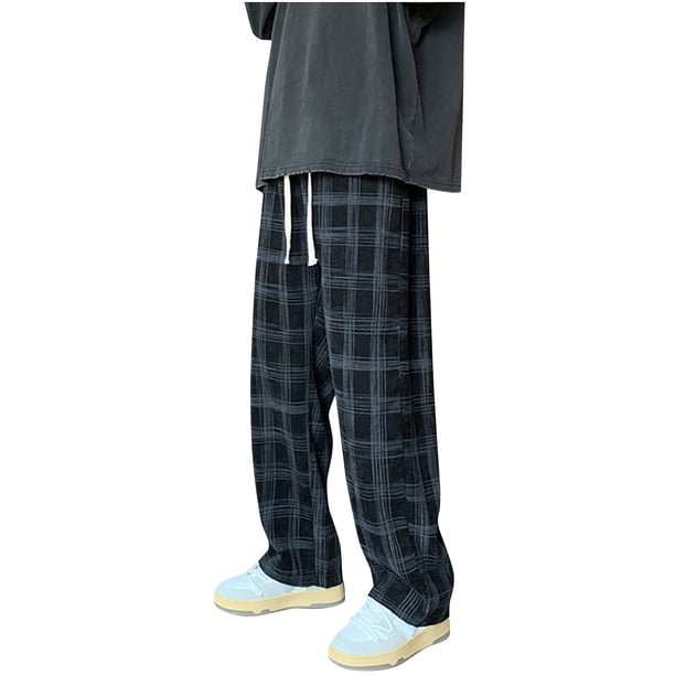 Pantalones largos de moda para hombre, con cordón, cintura elástica, color sólido, informales, largos para correr, pantalones para hombre