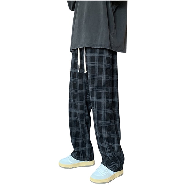 Birdeem Mens Pants Mens Fashion Drawstring Elastic Waist Solid Color Casual Retro Jogger Length Pants