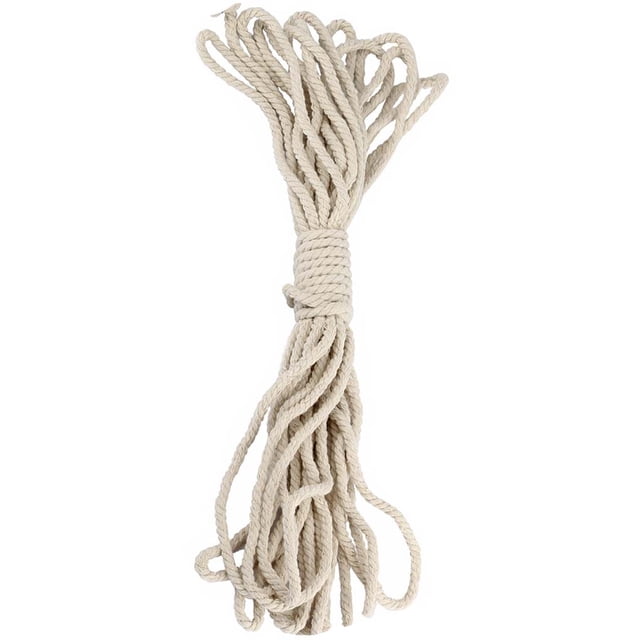 Bewildely Cuerda de algodón de 5mm, 8mm, 10mm, 15mm, cuerda trenzada gruesa, cuerda trenzada de decoración Beige, cuerda artesanal para el hogar, Kits de decoración para fiestas 5 mm Bewildely HA002654-01