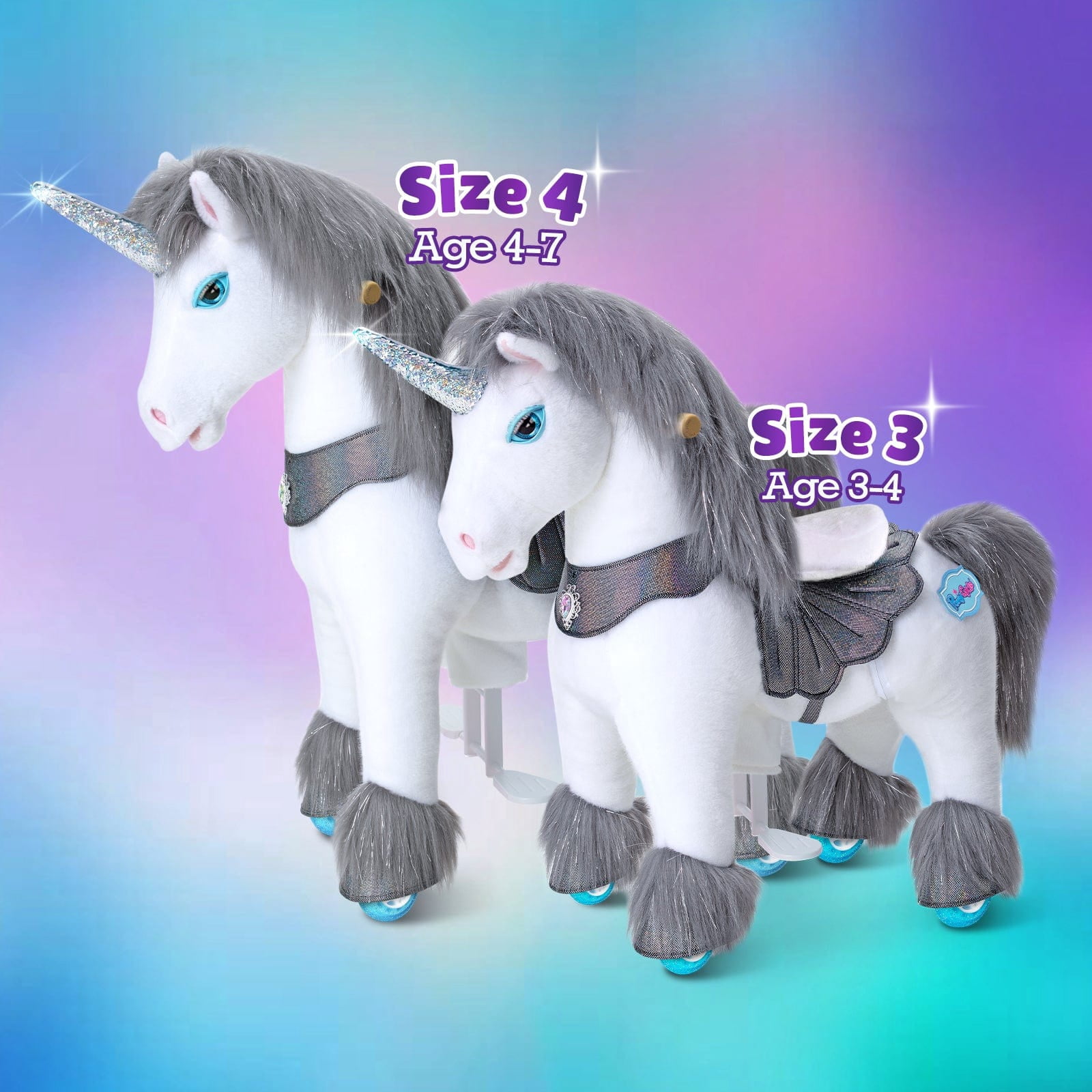 PonyCycle Interactive Unicorn Ride-On Toy, Touch Sound, Kid-Powered, Ages 4-7, Gray, Y456
