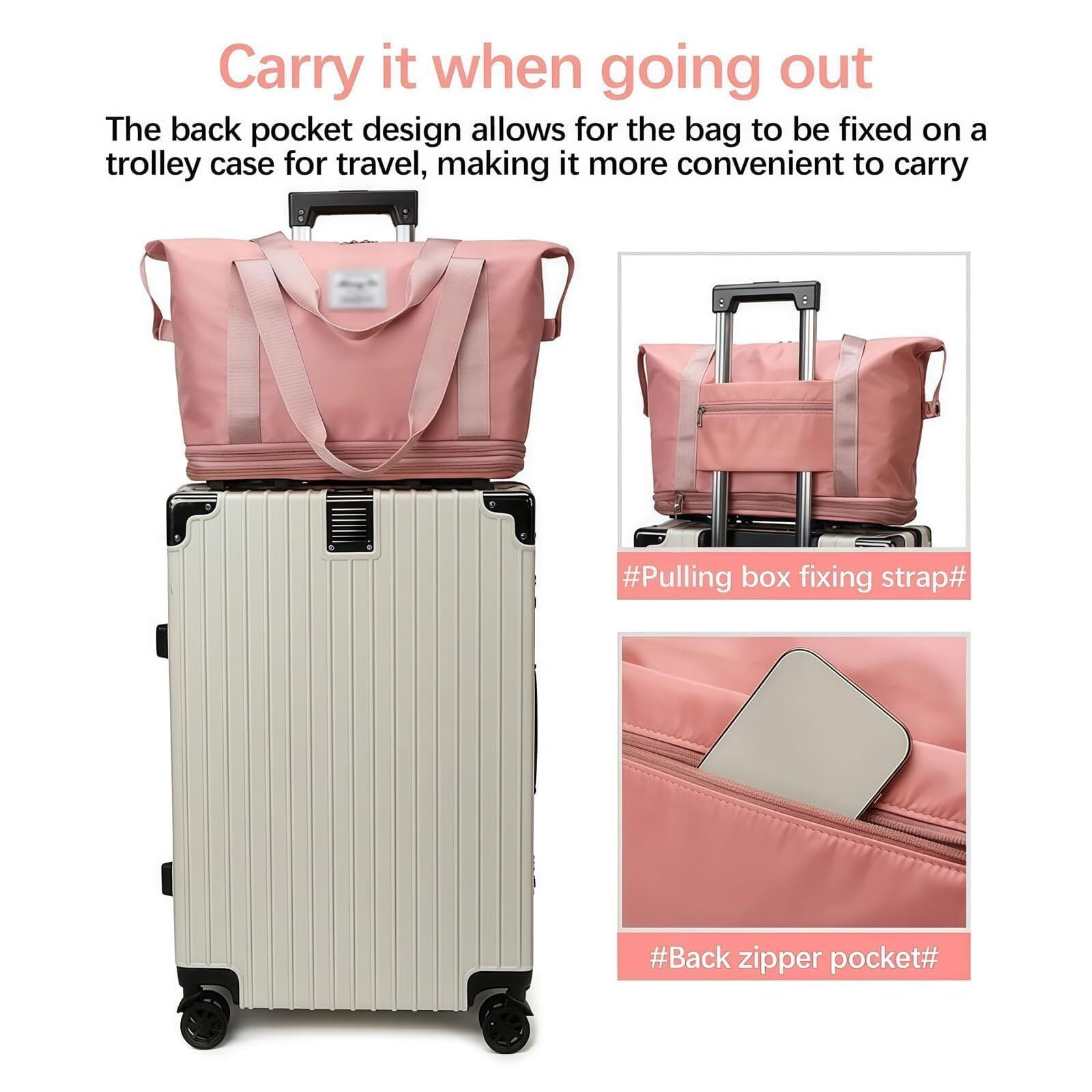 Large Capacity Travel Bag with Wheels, Universal Wheel Removable, Expandable Foldable Duffle Bag