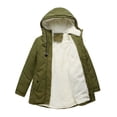 thumbnail image 4 of Women Solid Color Coat Button Down Overcoat Long Sleeve Cardigan Windproof Outer Coat Warm Winter Overcoat Fluffy Jacket, 4 of 6