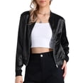 thumbnail image 1 of Chaqueta bomber para mujer Inspire Chic, corte slim, ligera, con cremallera, talla XL, color negro, 1 of 6