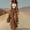 Caramel Brown, variant on MORTTIC Women's Solid Color Fringe Wide-Leg Jumpsuit Western Style Overall with Pockets And Adjustable Straps Button Dark Red，S