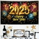 thumbnail image 3 of 2025 Pancarta decorativa de Año Nuevo, 115 x 180 cm, tela de poliéster, fondo festivo para fiestas con anillas metálicas, 3 of 3
