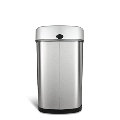 Cubo de basura de acero inoxidable para cocina, baño, dormitorio, oficina,  con tapa, sensor automático, bote de basura sin tacto, 13 galones, 50 L