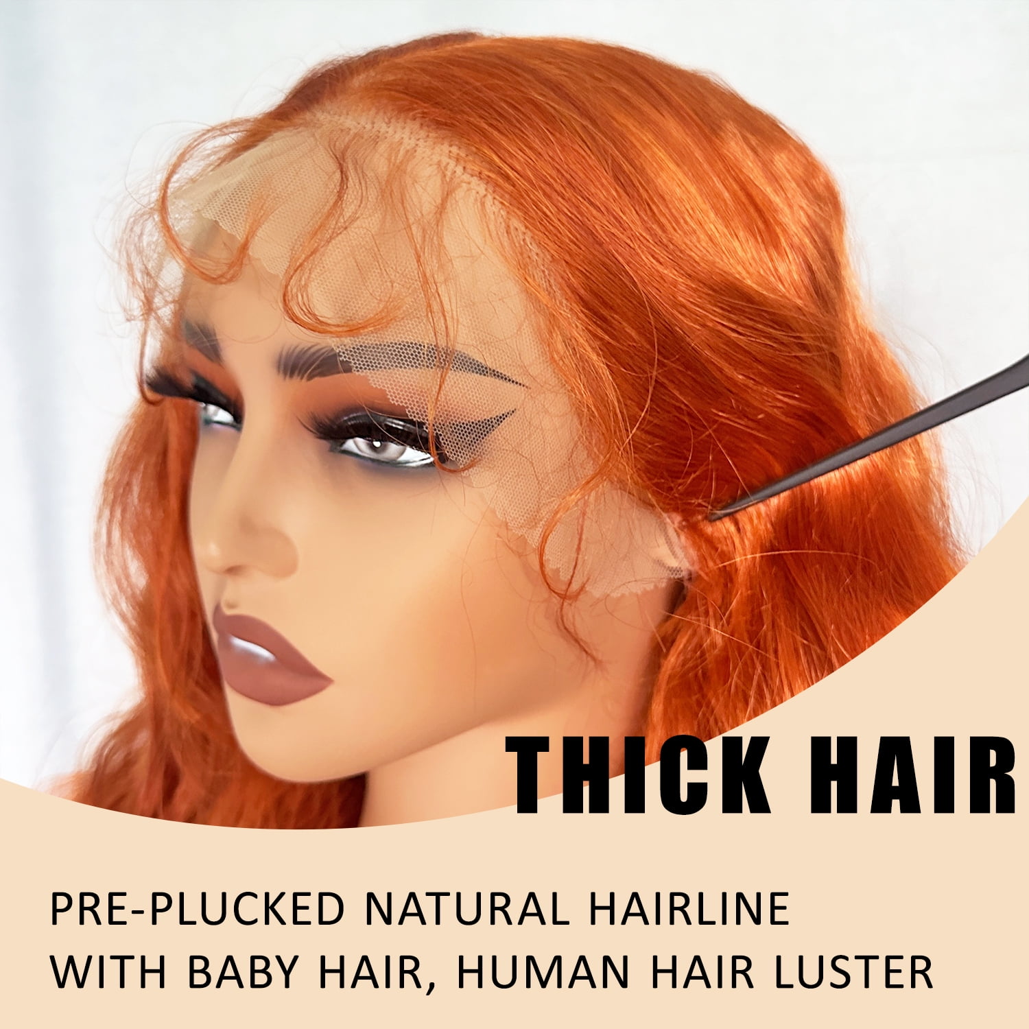 13x6 Lace Frontal Wig 32 Inch Ginger Body Wave Synthetic Pre Plucked with Baby Hair Transparent Swiss Lace Heat Friendly Cooper Lace Front Wigs for Women