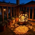 thumbnail image 4 of weibbin Iron Solar Outdoor Patio Light Wrought Iron Openwork Garden Decorative Brown 9.3x6.6x4.6in, 4 of 6