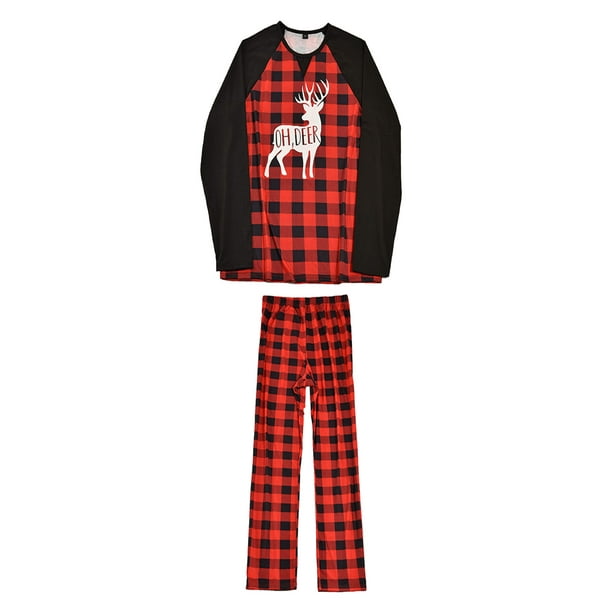 Sonducket Pijamas navideños a juego con la familia, ropa de salón navideña a cuadros, camisón de manga larga con cuello Pijama HOMBRES M Sonducket AP004036-06