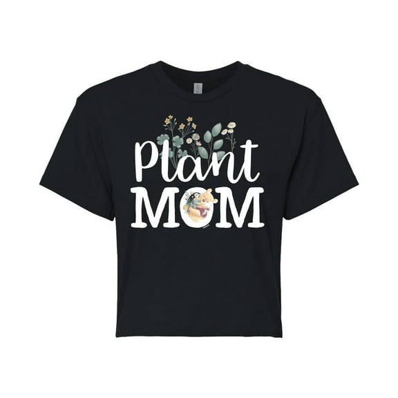Winnie the Pooh - Plant Mom - Juniors Cropped Cotton Blend T-Shirt