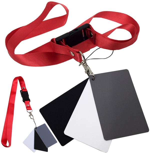 BRIGHTFUFU tarjetas de balance de blancos para fotografía y vídeo, color negro y gris, con correa para el cuello