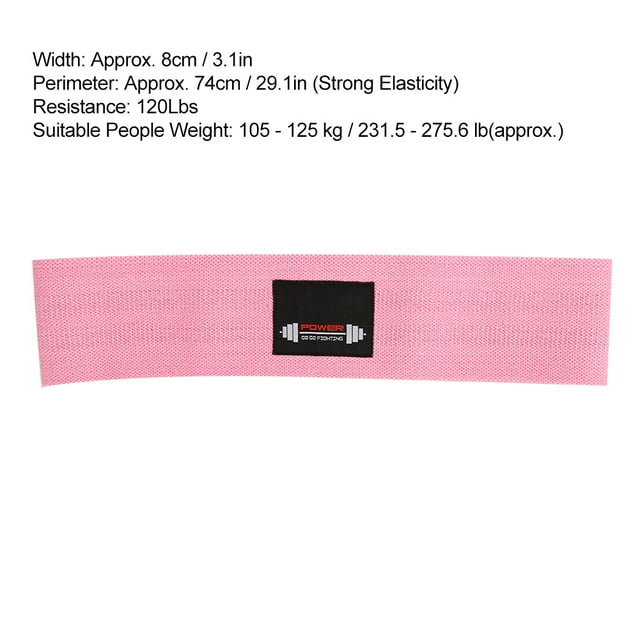 120Lbs Resistance Loop Exercise Bands Legs Butt Hip Yoga Fitness Workout Stretch Band Pink L