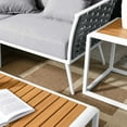 thumbnail image 4 of Lounge Sectional Sofa Chair Table Set, White Grey Gray, Aluminum, Metal, Fabric, Modern Contemporary, Outdoor Patio Balcony Cafe Bistro Garden Furniture Hotel Hospitality, 4 of 10