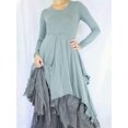 thumbnail image 4 of Elegante vestido largo de manga larga con cuello redondo para mujer 2024 Vestido de verano con capas de patchwork Vestido largo con dobladillo irregular y empalme en contraste, 4 of 4