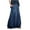 Blue, variant on Luxalzxs Long Denim Skirt for Women Classic Y2K Retro Casual Elastic Waist Frayed Hem A-Line Distressed Hippie Maxi Jean Skirt with Pockets