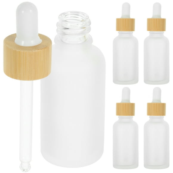 5Pcs Glass Dropper Bottles Essential Oil Bottles with Bamboo Lid Portable Dropper Bottles