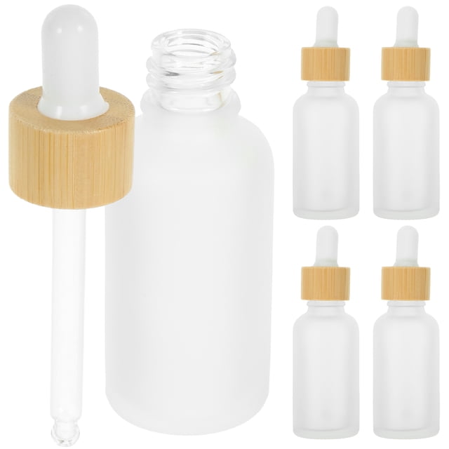 MasteelfCA 5Pcs Glass Dropper Bottles Essential Oil Bottles with Bamboo Lid Portable Dropper Bottles