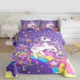 thumbnail image 3 of Homewish Dreamy Purple Unicorn Bedding Comforter Set, Cartoon Stars Rainbow Twin Comforter Sets, Kawaii Cute Animal Bedding Set, Microfiber Bedroom Decor, 2-Piece, 3 of 9