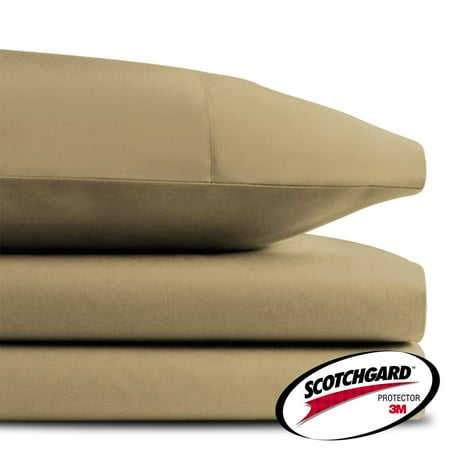 - HONEYMOON HOME FASHIONS Cal King 3M Scotchgard Microcell Sheet Set, Dark Khaki