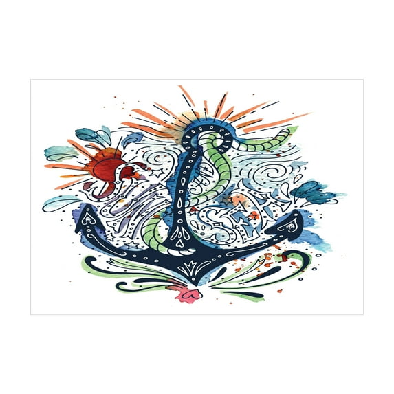 Ambesonne Anchor Jigsaw Puzzle, Ship Anchor with Sun, Heirloom-Quality Fun Activity for Family Durable Cardboard, 1000 pcs, Multicolor