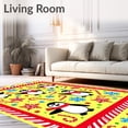 thumbnail image 2 of ODIKA 5'x7' Machine Washable Non-Slip Area Rug, Jolly Penguin Parade with Snowflake Accents and Cane Border High Traffic Rug with Pad, Yellow, 622812, 2 of 8