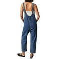 thumbnail image 3 of Sleeveless V-Neck Women Casual Denim Jumpsuit With Pocket, 3 of 5