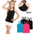thumbnail image 2 of AHTJRT 4 Pack Girls Tank Tops Slim Fit Cross Racerbacks Camisole Lightweight Breathable Beach Vacation Vest Sleeveless Tops Hot Pink#05 6 Years, 2 of 6