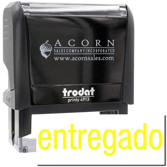 Large Self-Inking Entregado Stamp, Trodat Printy 4913, Press and Print Stamping, Impression Size 7/8" x 2-1/4", Up to 10,000 Impressions - Yellow Ink