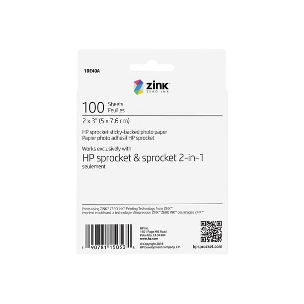 HP Sprocket 2 x 3 Premium Sticky-Backed Zink Photo Paper (100