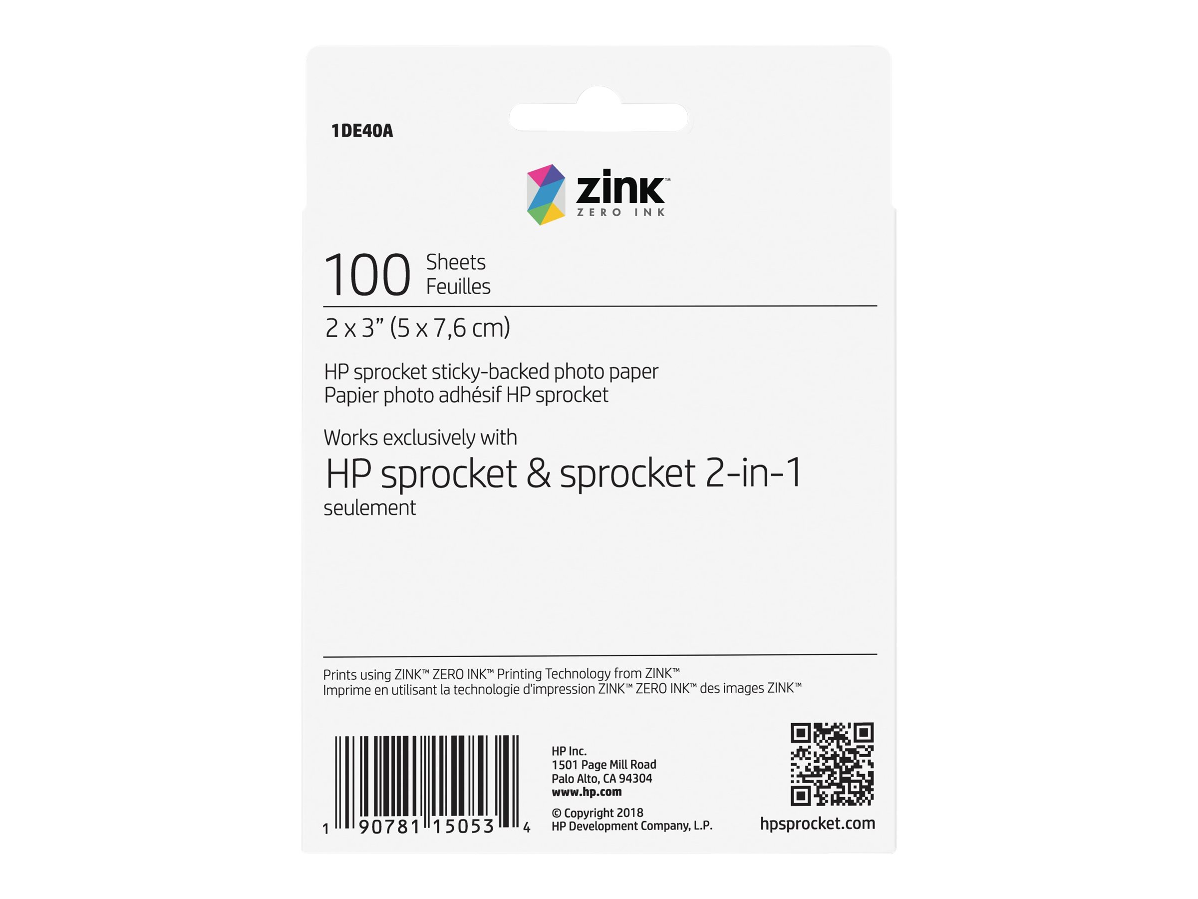 for　Photo　100　in　photo　HP　Sprocket　x　Self-adhesive　in　paper　white　sheet(s)　200,