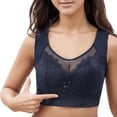 thumbnail image 2 of Gibobby Sujetador deportivo para mujeres grande y cómodo para mujer con cierre pequeño y senos laterales antiflacidez Estilo delgado sin anillos de Ajuste de tamaño(Negro,XL), 2 of 4