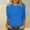 Blue, variant on Women's Fashion Solid T-shirt Mid-length 3/4 Sleeves Blouse Round Neck Casual Tops