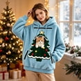 thumbnail image 3 of Christmas Pet Pouch Hoodie for Women Long Sleeve Xmas Tree Graphic Loose Flannel Pullover Sweatshirt Dog Cat Carrier Hoodie, 3 of 8