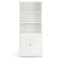 thumbnail image 3 of Costway Bookcase Shelving Storage Wooden Cabinet Unit with Adjustable Shelves and Bottom Doors White 29in x 14in x 72in HW61830, 3 of 10