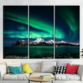 thumbnail image 2 of Landscape Poster, Night Sky Landscape Art Canvas, Sky Landscape Artwork, Northern Lights Photo Print, Sky Wall Decor, Aurora Artwork, Canvas Wall Decor - 3P-Natural Framed, 2 of 9