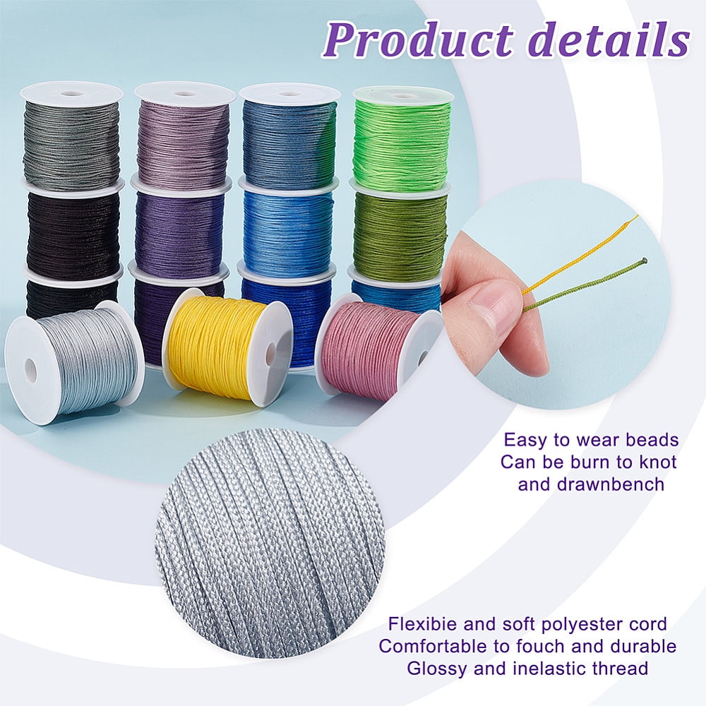 1set 453 Yards Nylon Beading String 18 colors 1mm Jewelry Nylon Cord Chinese Knotting Cord Beading Thread for Kumihimo Bracelets Beading Necklaces Macrame Craft Wind Chime Nylon