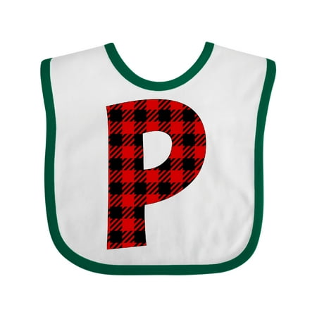 

Inktastic Red Buffalo Plaid Initial P Gift Baby Boy or Baby Girl Bib