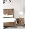 thumbnail image 2 of Luxurious Queen Size Bed 2x Nightstands Weathered Oak Posts HB FB 3pc Bedroom Set Traditional Style, 2 of 9