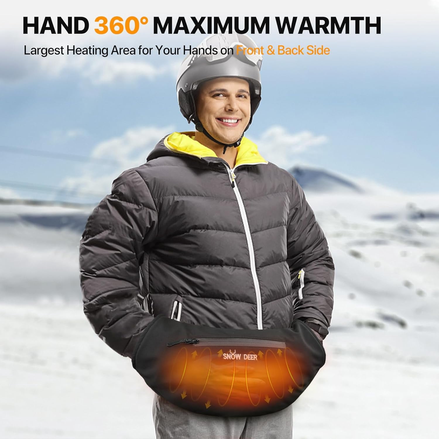SNOW DEER Heated Hand Muff with 7.4V Rechargeable Battery, Electric Hand Warmer Pouch for Hunting Golf Camping Winter Outdoor