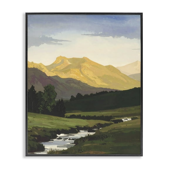Stupell Industries Mountain Across The Valley Black Framed Giclee Art, design by Alonza Saunders