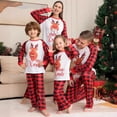 thumbnail image 1 of Nuevo conjunto familiar de Navidad con borde cruzado, pijama para estar en casa con estampado de letras de cervatillo en rojo a cuadros, 1 of 5